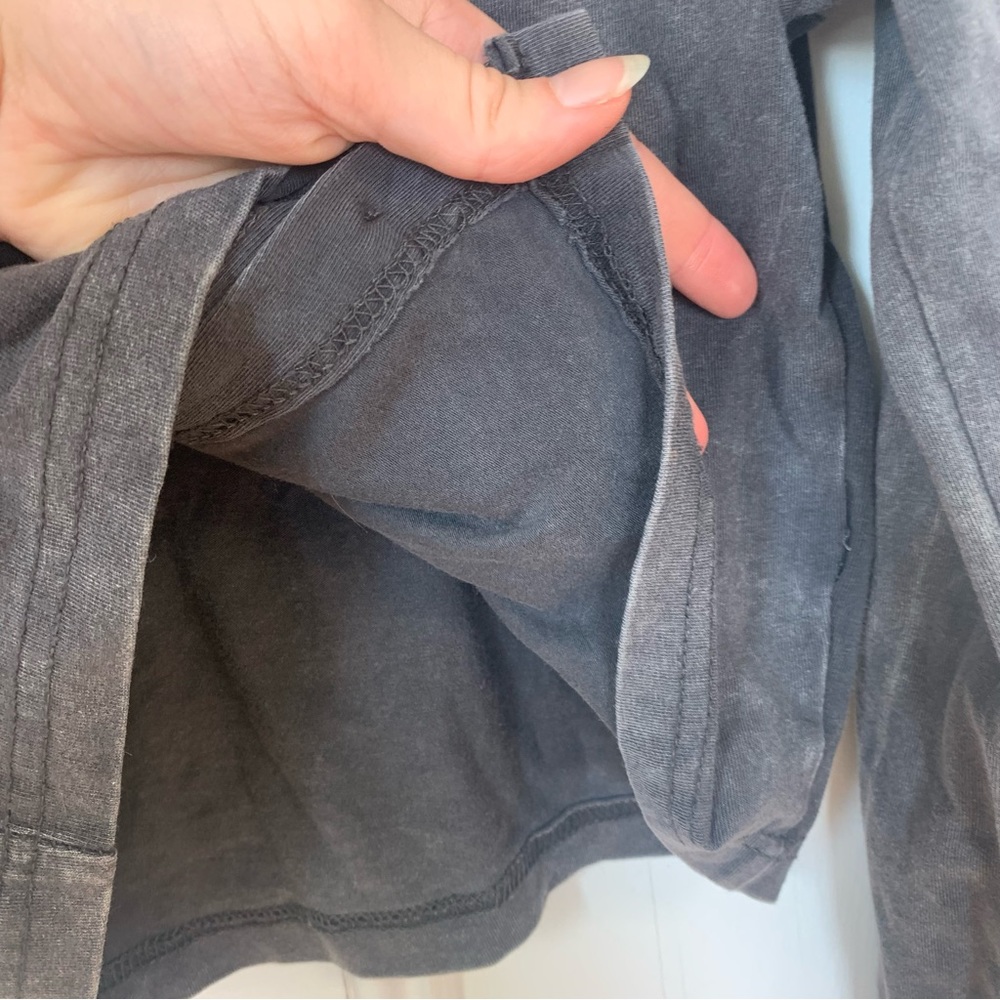 Missguided Mineral Wash Dark Gray Button Up Cropped Long Sleeve - Picture 13 of 16